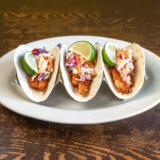 Coconut fried shrimp tacos.
