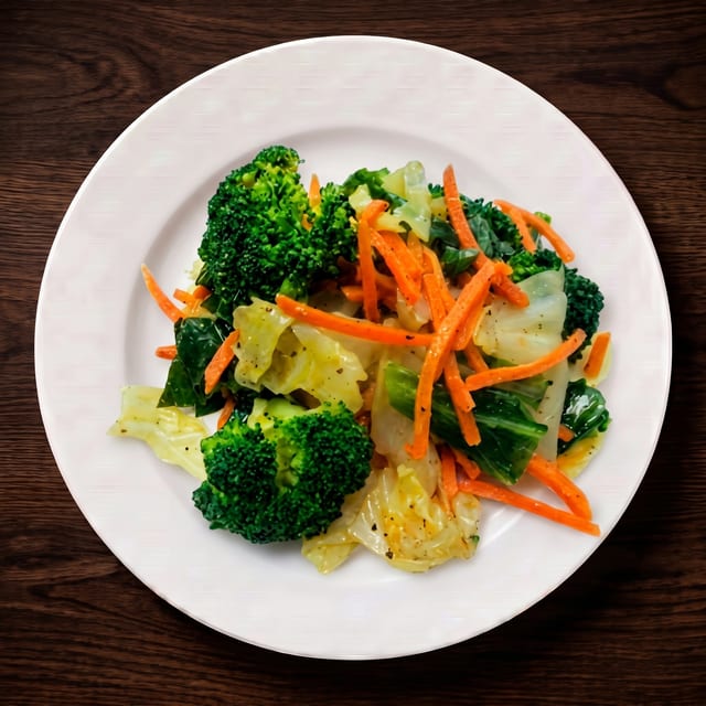 Buttered steamed vegetables.