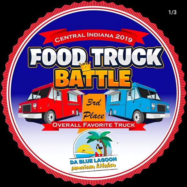 Da Blue Lagoon's award for 3rd Place Overall Favorite Truck at Central Indiana 2019 Food Truck Battle.