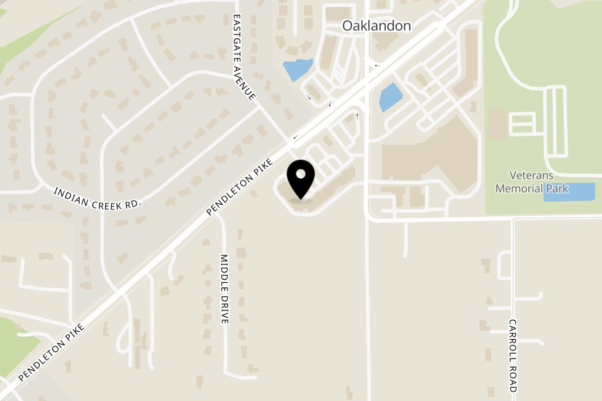 Map showing the location of Da Blue Lagoon: Jamaican Kitchen on 11705 Pendleton Pike in Indianapolis